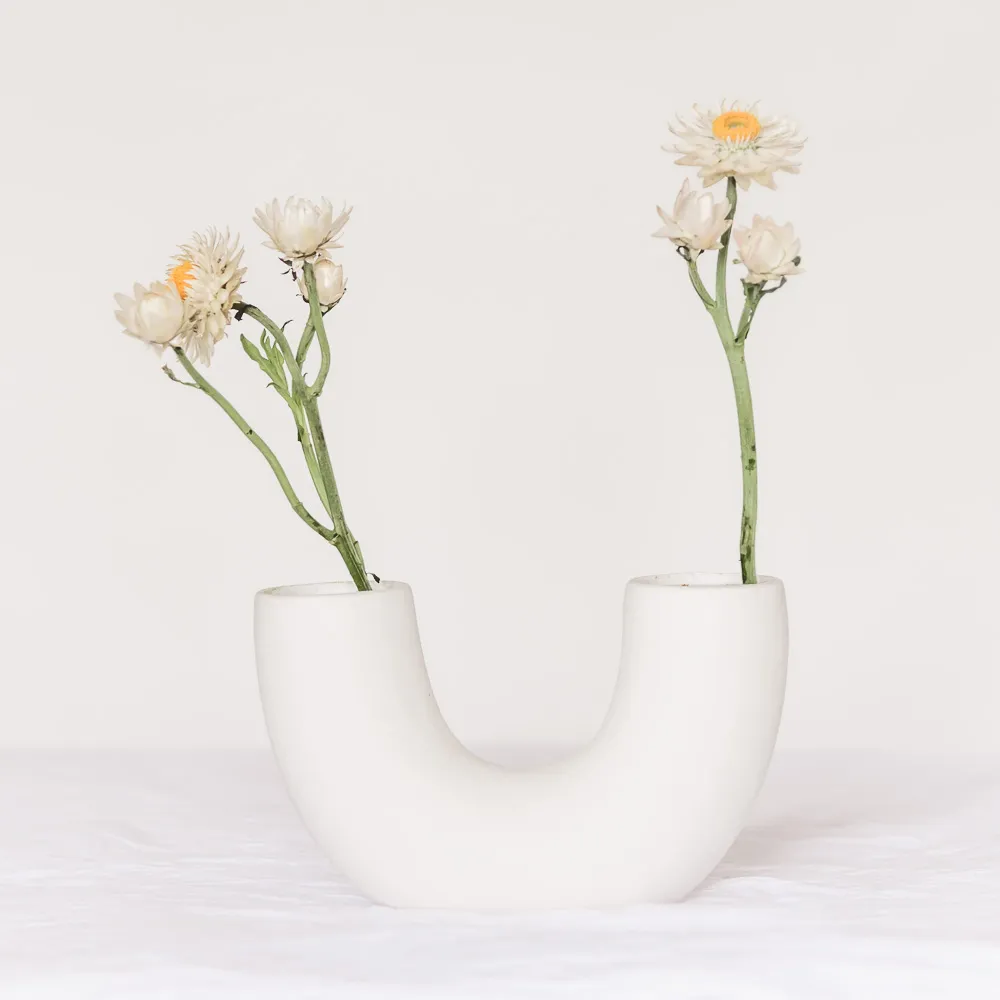White U Shape Vase
