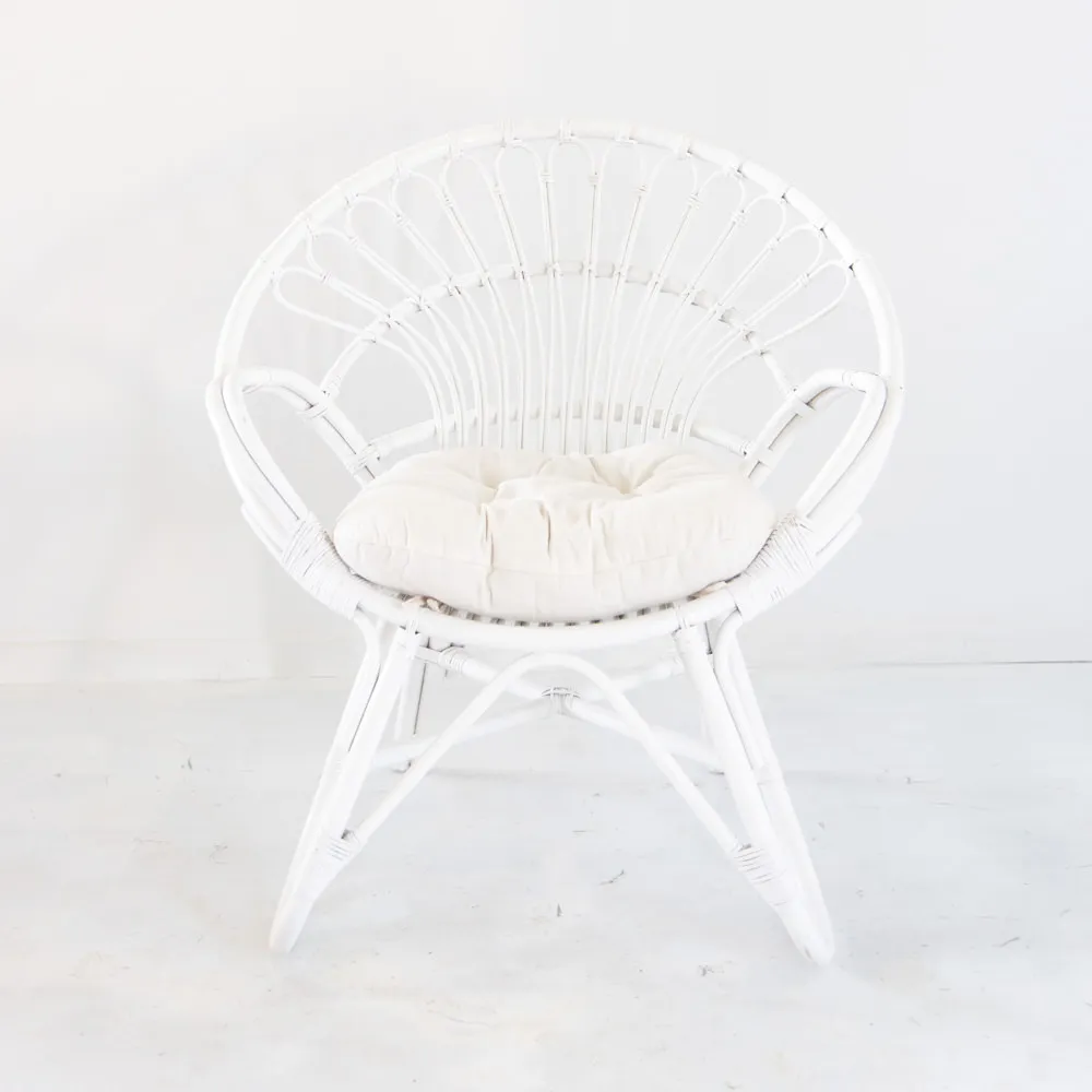 White Wicker Moon Chair