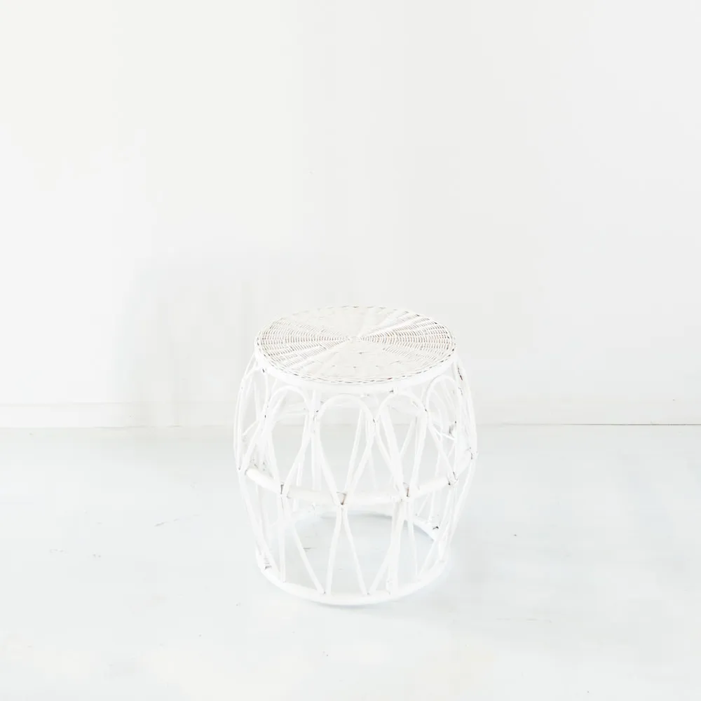 White Wicker Side Table