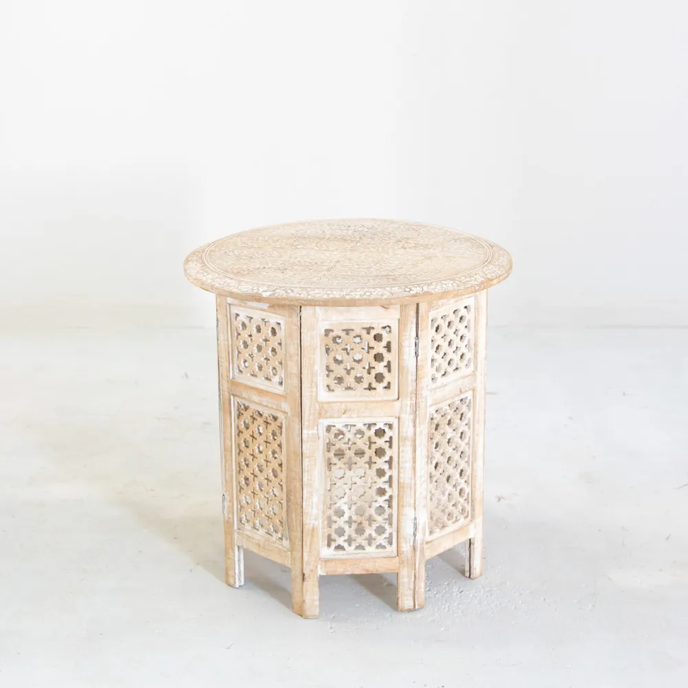 Moroccan Side Table Whitewash
