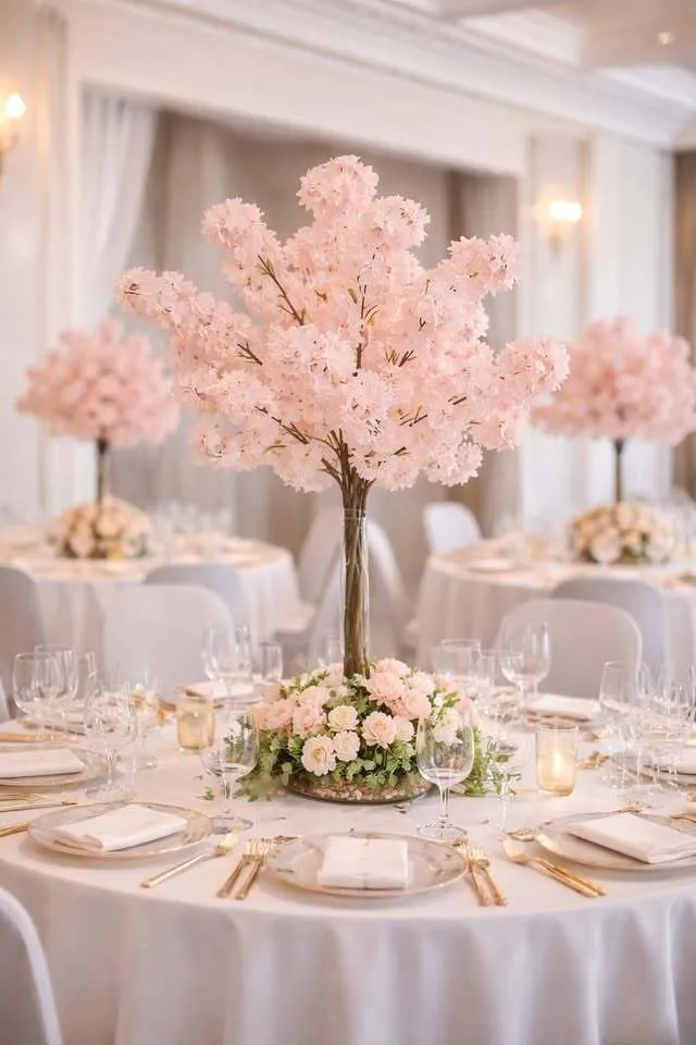 Champagne Blossom Tree Centrepieces – Event Hire (120cm) 