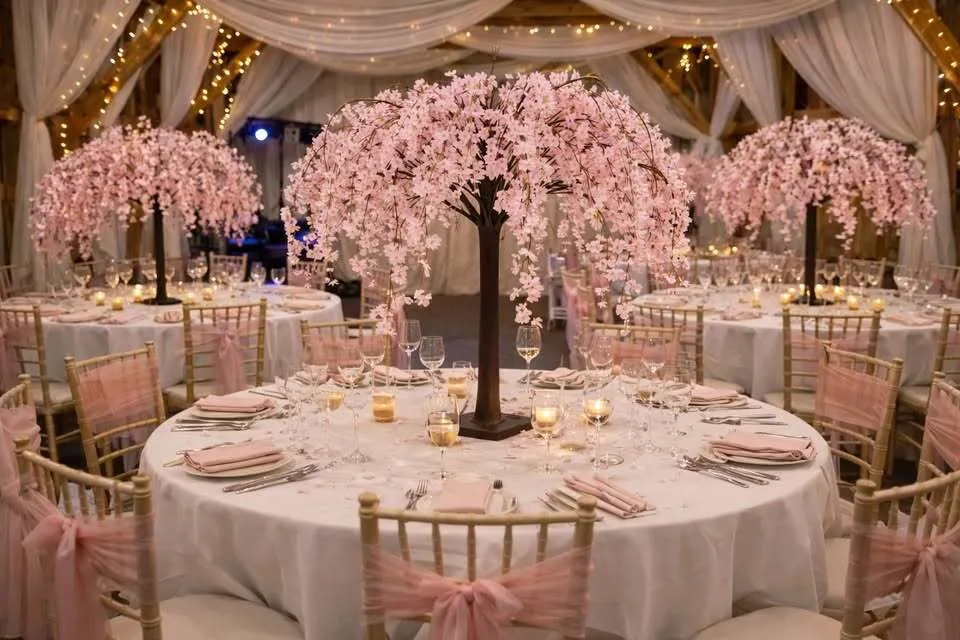 Deluxe Pink Blossom Tree Centrepieces (125cm) – Wedding & Event Hire