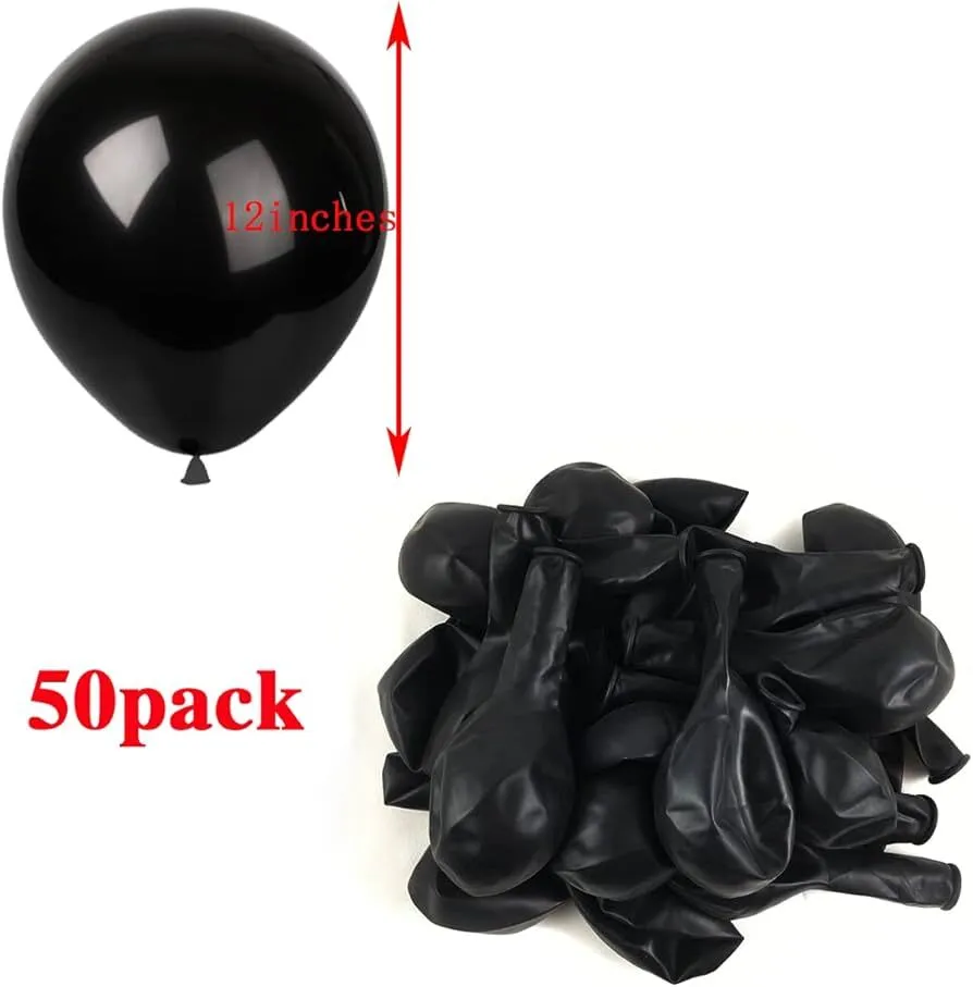12 Inch Black Balloons - Pack of 50