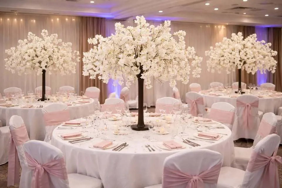  Deluxe Ivory Blossom Tree Centrepieces (125cm) – Wedding & Event Hire
