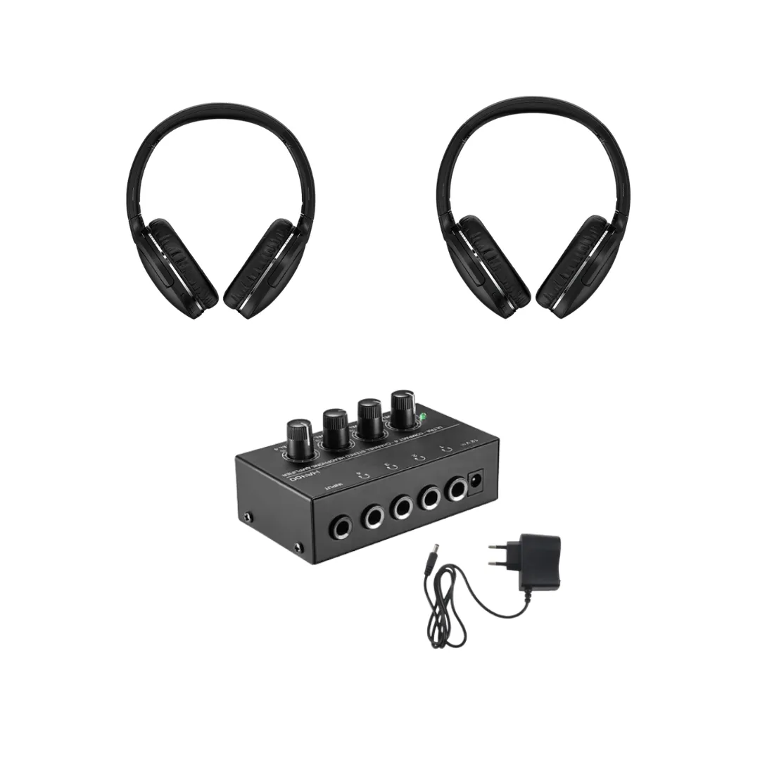 Kit 2 headphones para podcast + Amplificador 