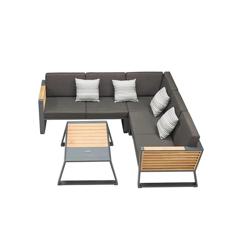 LES Higold New York Corner Lounge Set - Black / Black