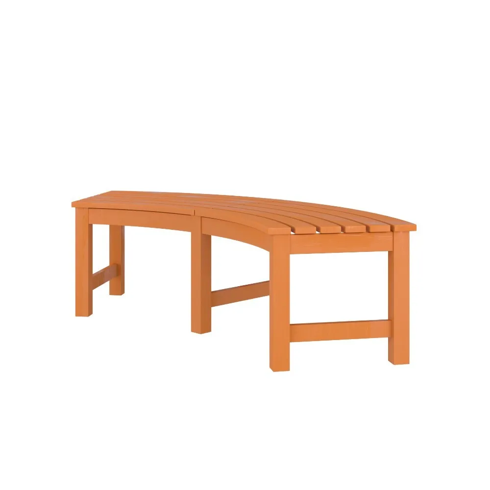 LES Curved Wooden Outdoor Bench - Orange
