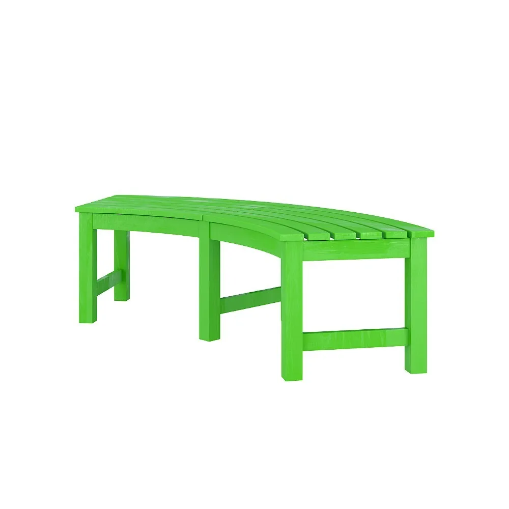 LES Curved Wooden Outdoor Bench - Light Green