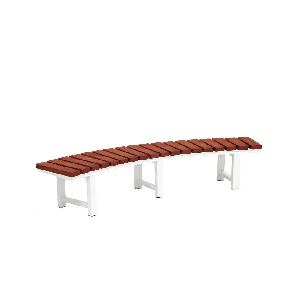 LES Curved Teak Bench with Metal Frame