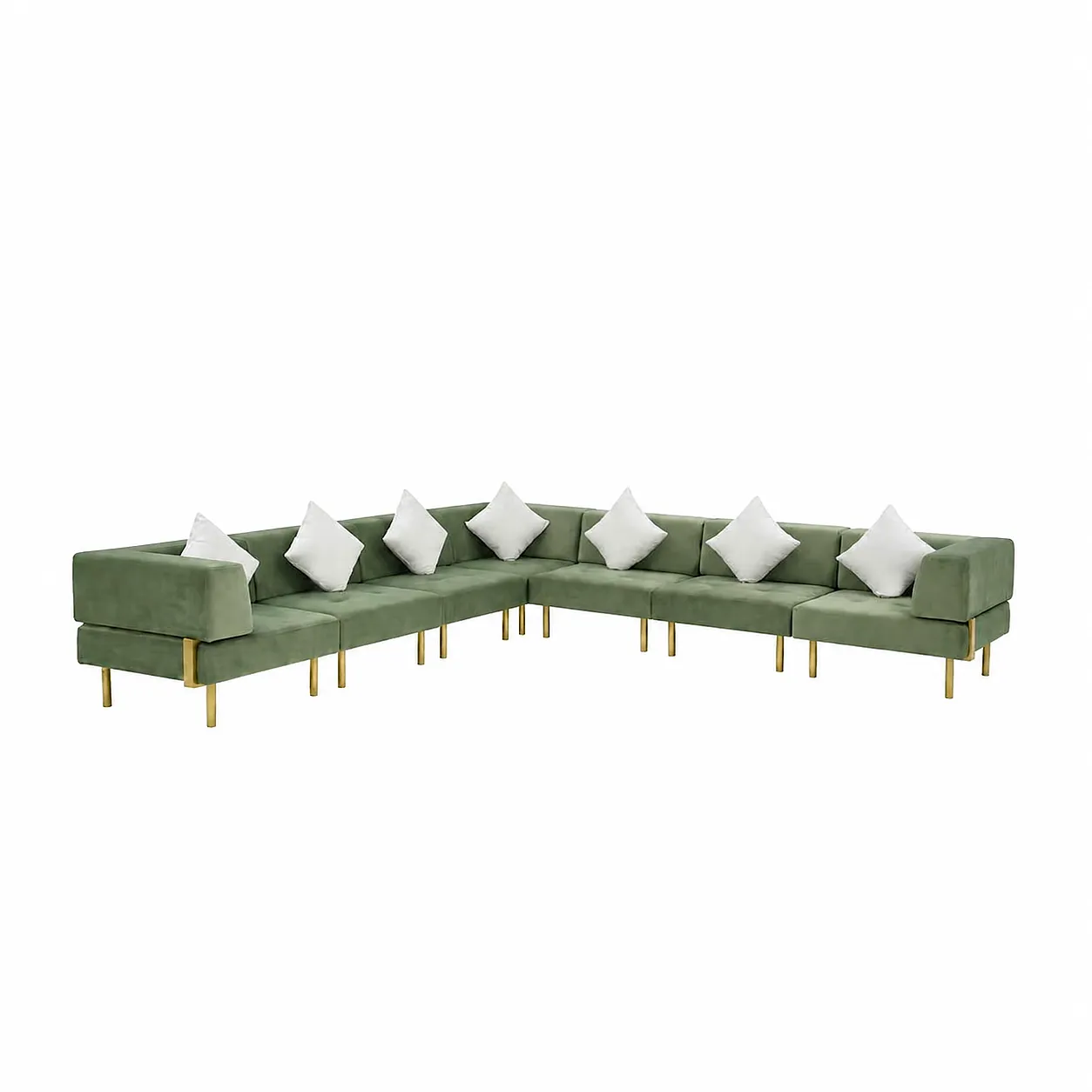 LES VIP Endless L-Shape Sofa - Velvet Olive Green