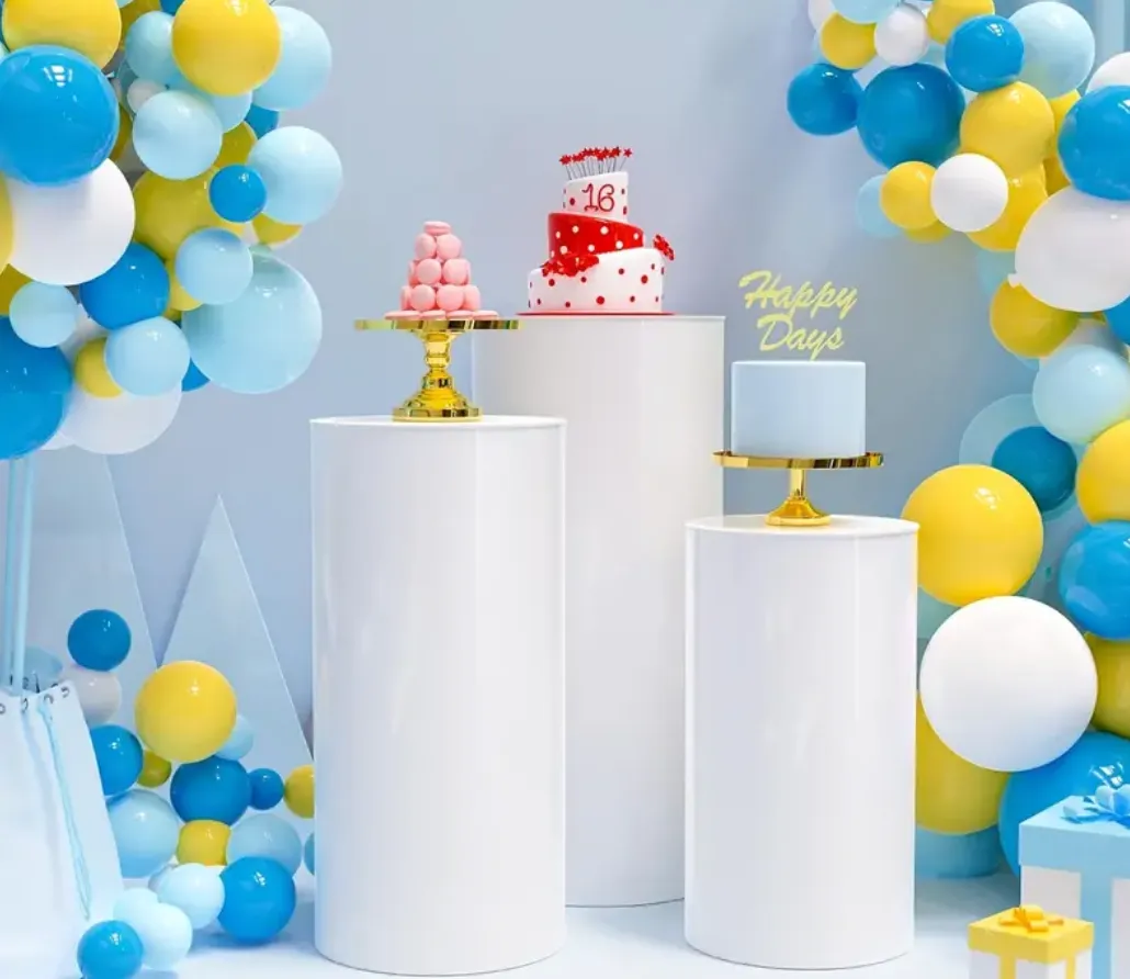 White Cylinder Stands (Rented as set of 3) 