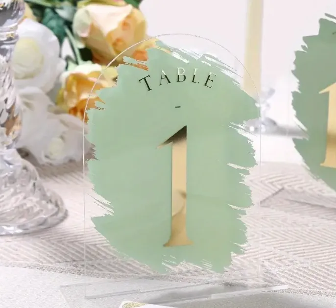 Sage Green Arch Table Numbers 1-15 