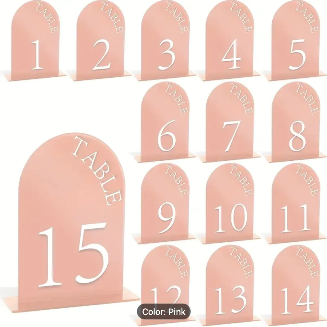 Pink Table Numbers 1-15