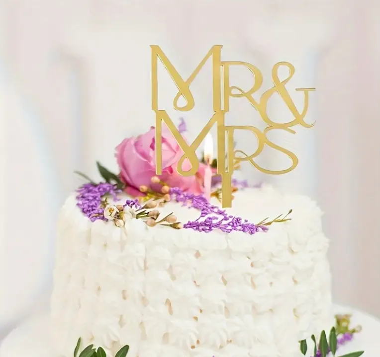 Gold Mr & Mrs Cake Topper 