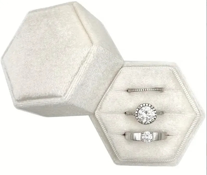 Ivory Ring Box with three compartments 