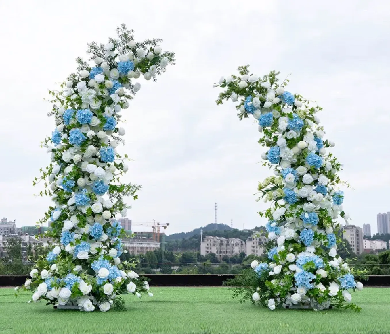 6.9 FT & 5.9FT Blue Floral Pillar Arch 