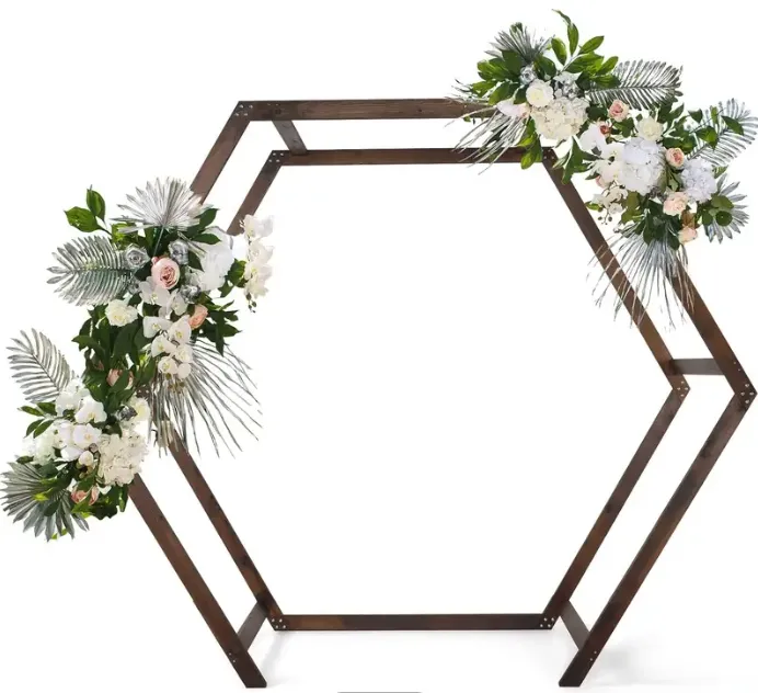 Wooden Heptagonal Arbor 7 FT (Floral not included) 