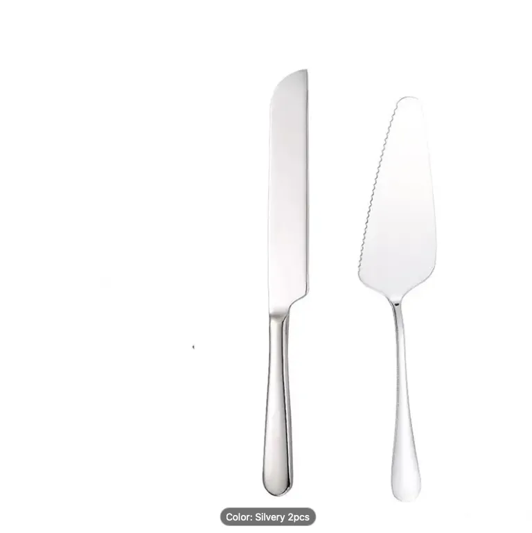 Silver Stainless Steel Cake Cutting Set 