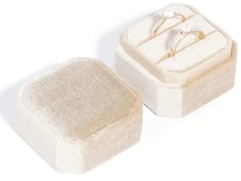 Beige Ring Box with two compartments 