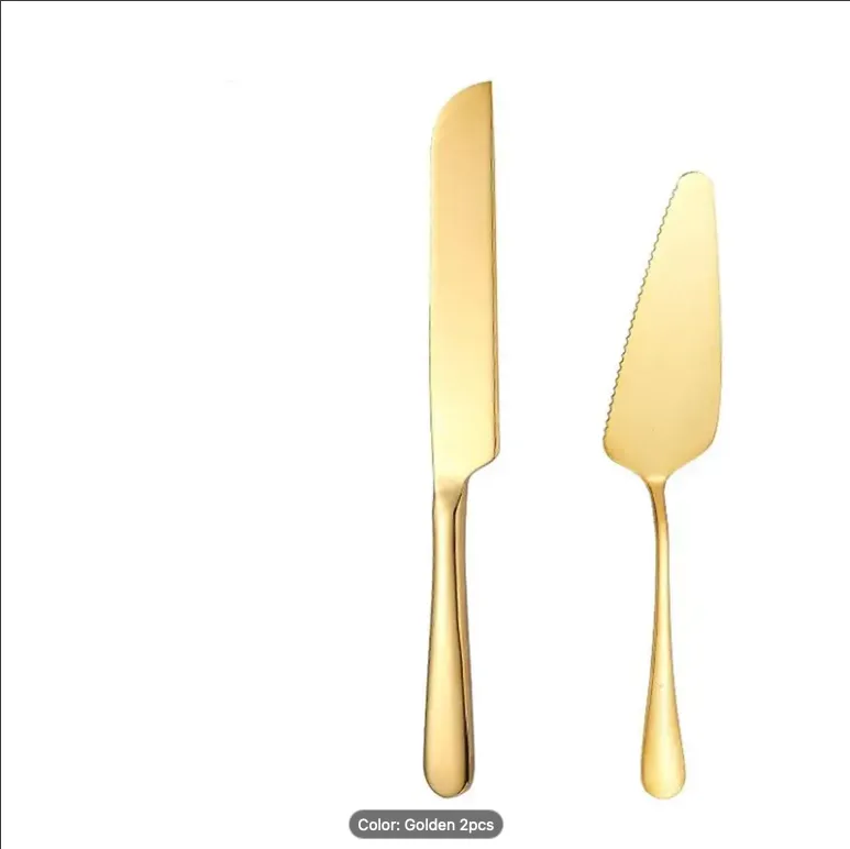 Gold Stainless Steele Cake Cutting Set 