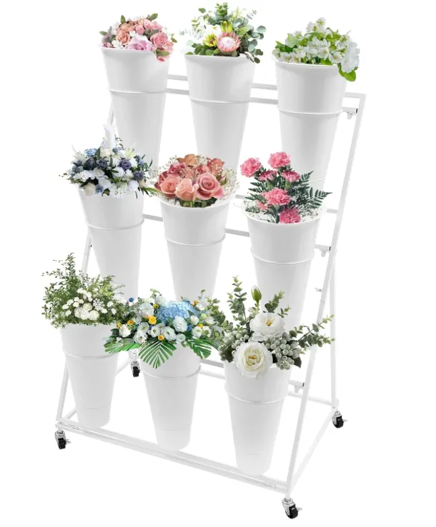 Flower Display Stand with 9 buckets 