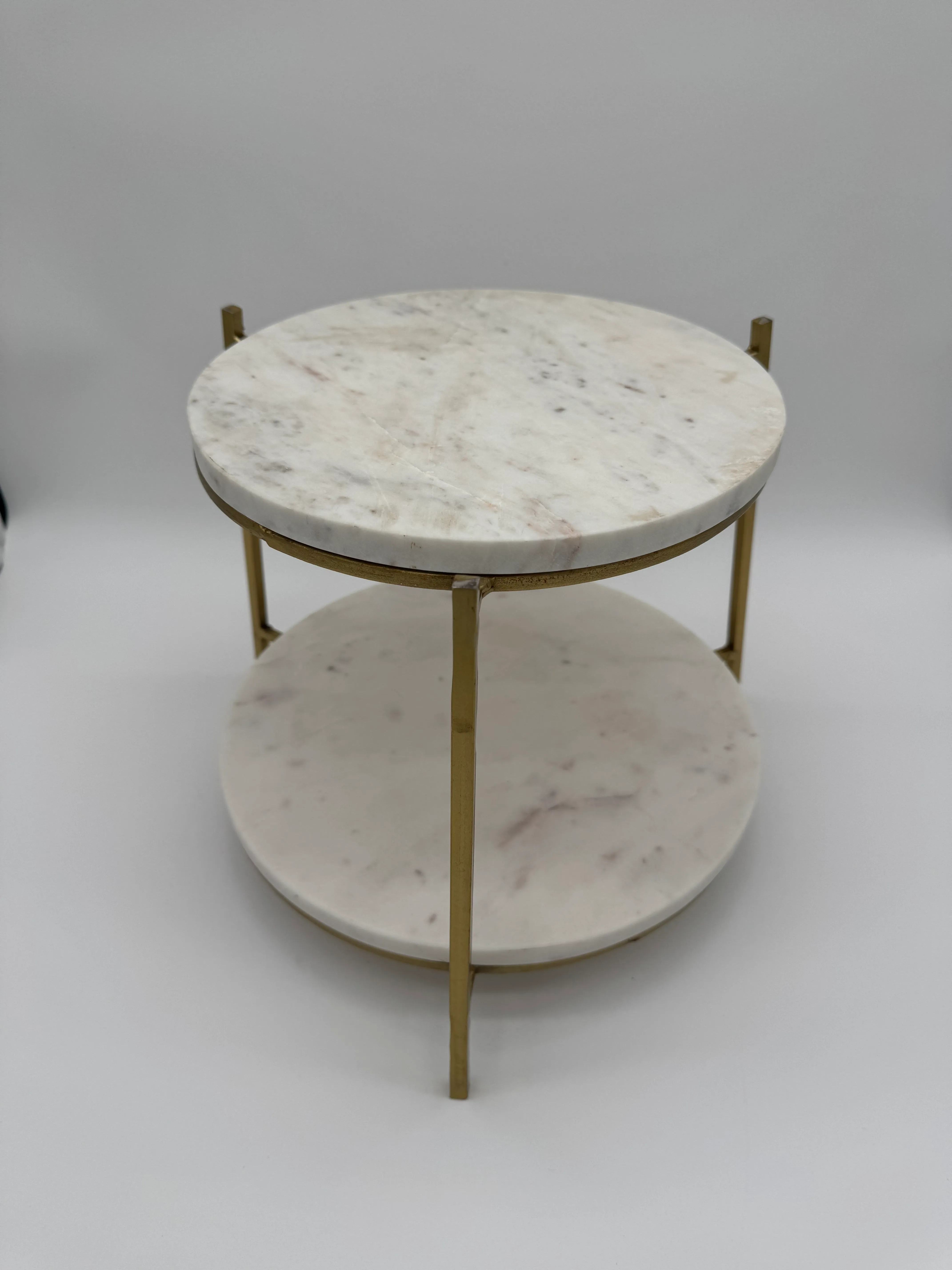 Two Tiered Marble Dessert Stand 