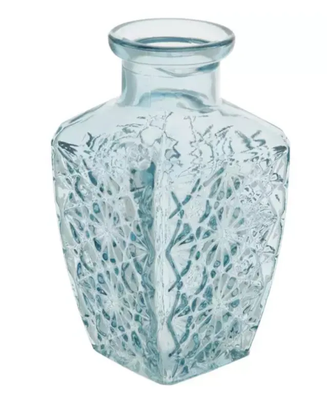 Blue Floral Embossed Mini Vase 