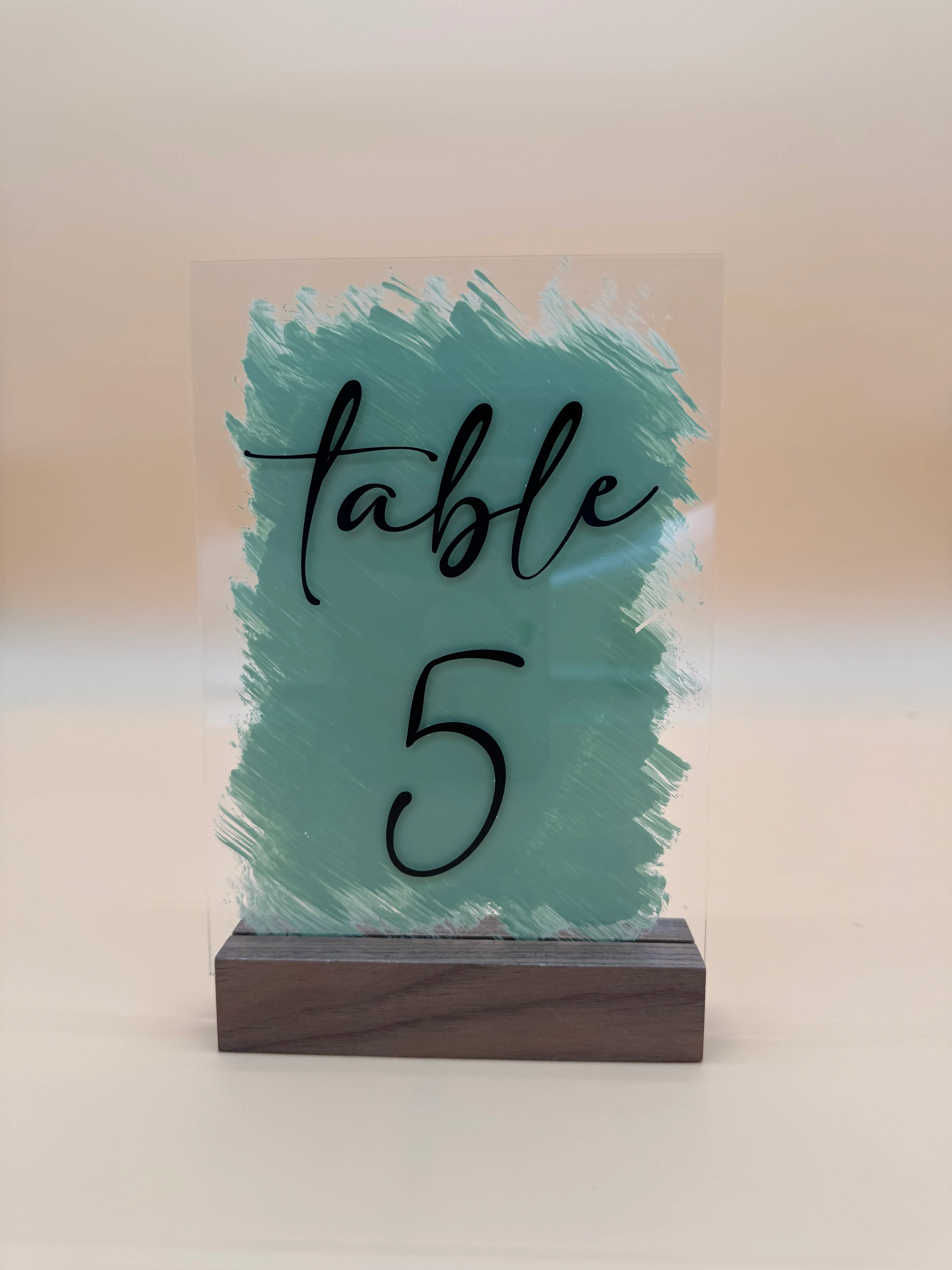 Green with Black Lettering Table Number 1-12