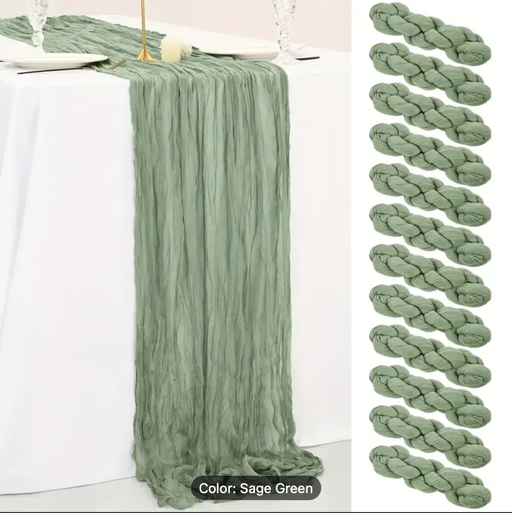 Sage Green Cheesecloth Table Runner 10FT