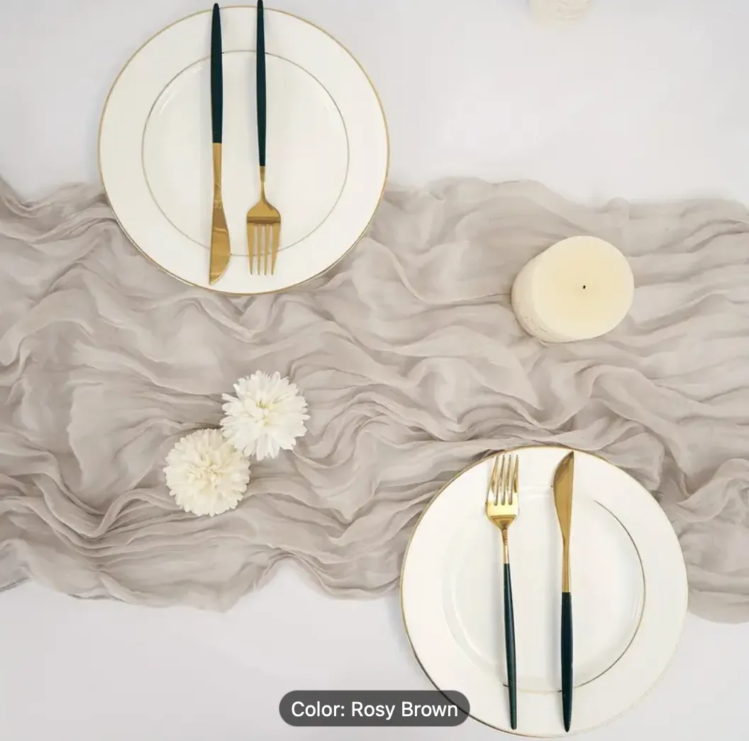 Rosy Brown Cheesecloth Table Runner 10FT