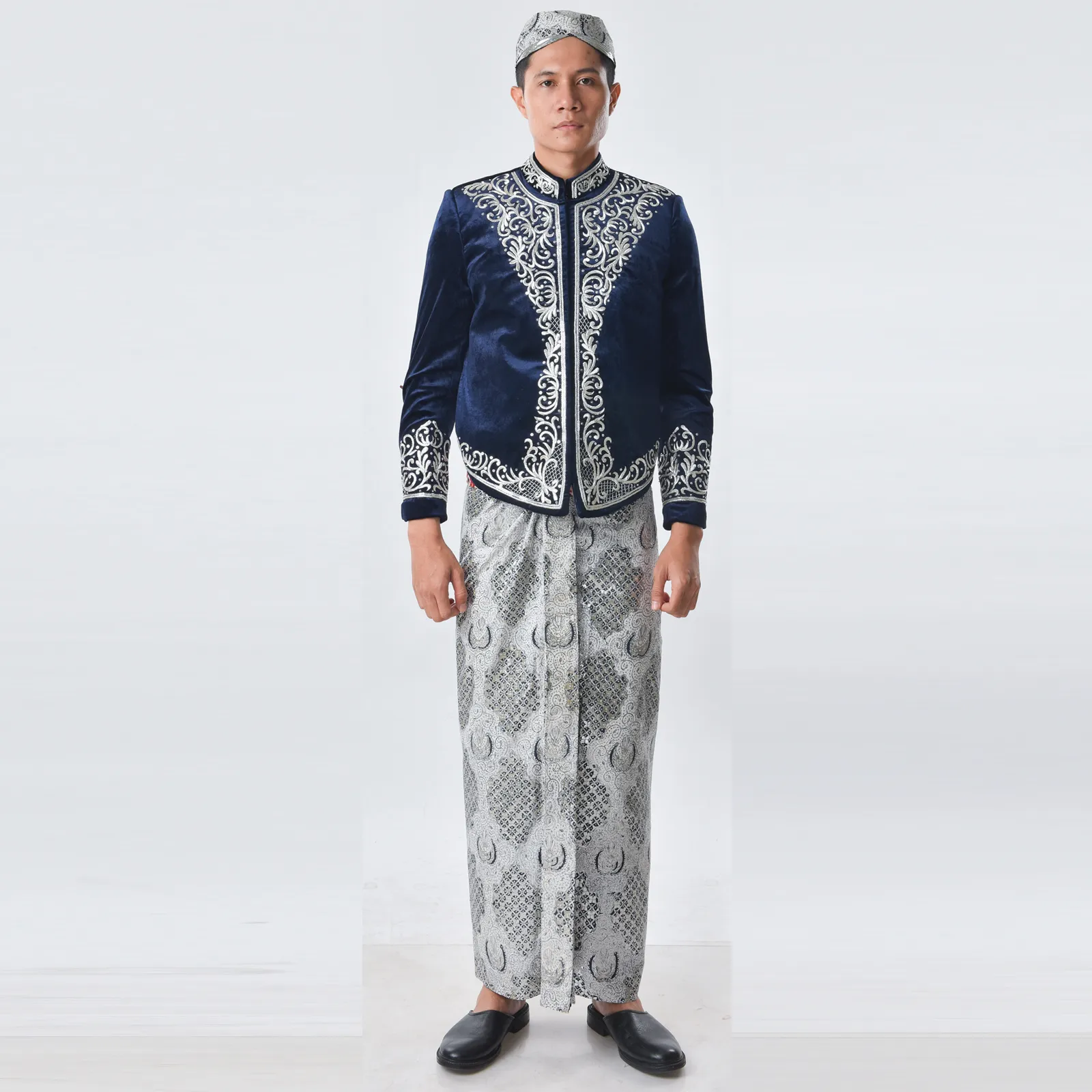 (BJ-012) Beskap Pengantin Bludru Navy Atika