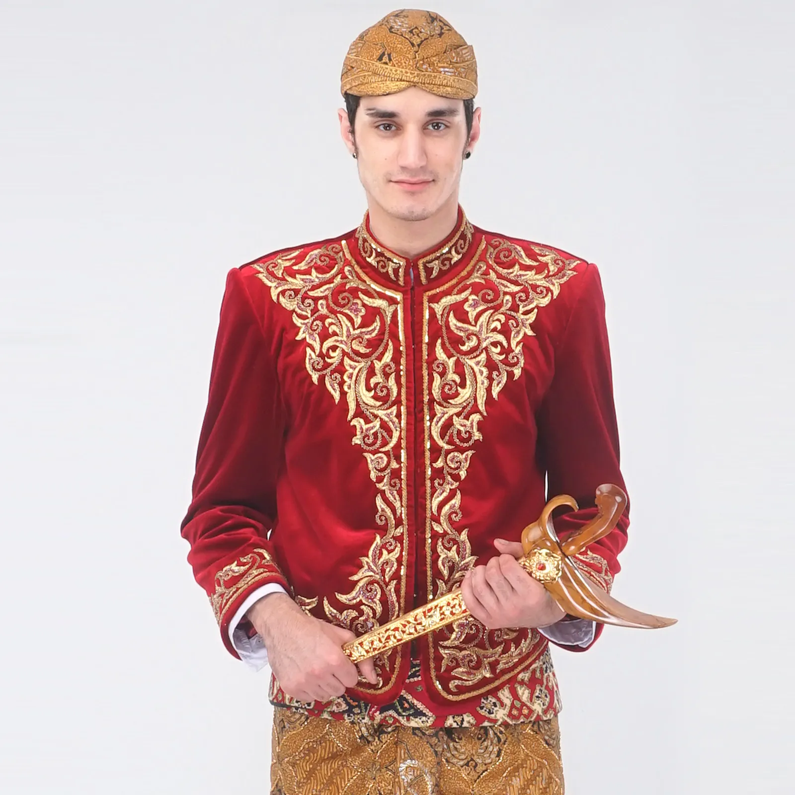 (BJ-032) Beskap Pengantin Bludru Merah Angelia Dyah