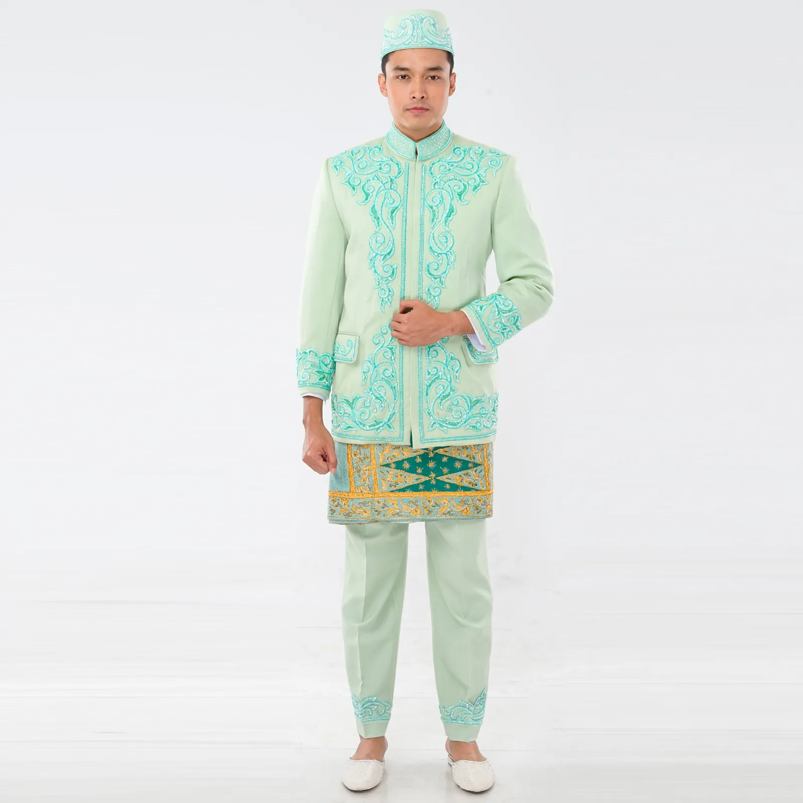 (BS-063) Beskap Pengantin Hijau Mint Raga