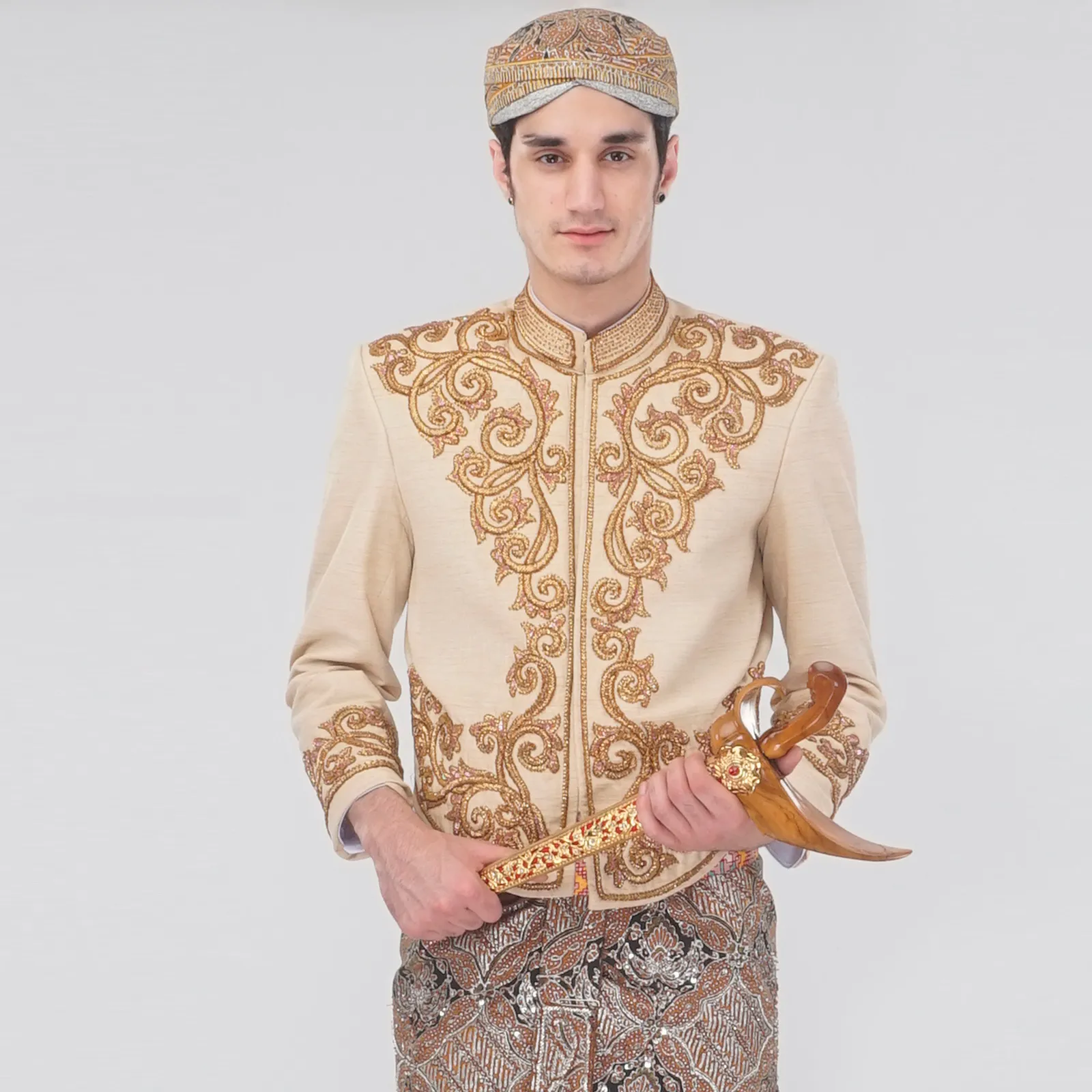 (BJ-068) Beskap Pengantin Gading Anisa Pink