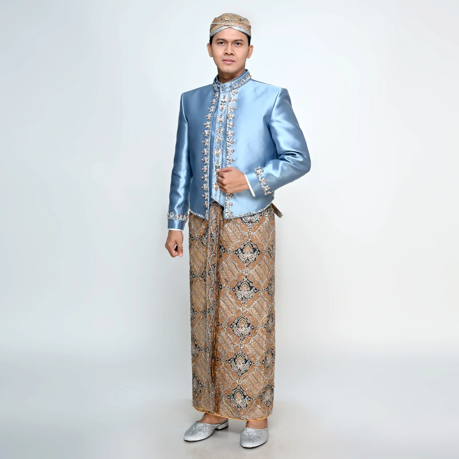 (BJ-177) Beskap Pengantin Blue Denim