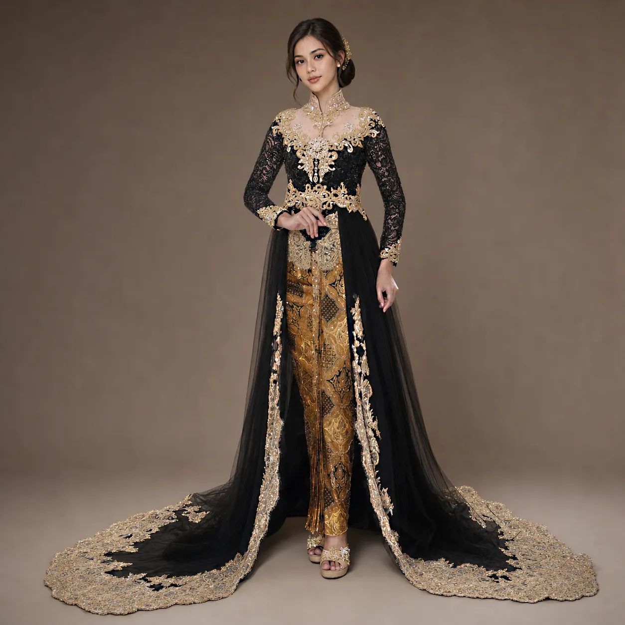 (KESS-037) Kebaya Pengantin Hitam Emas Virza