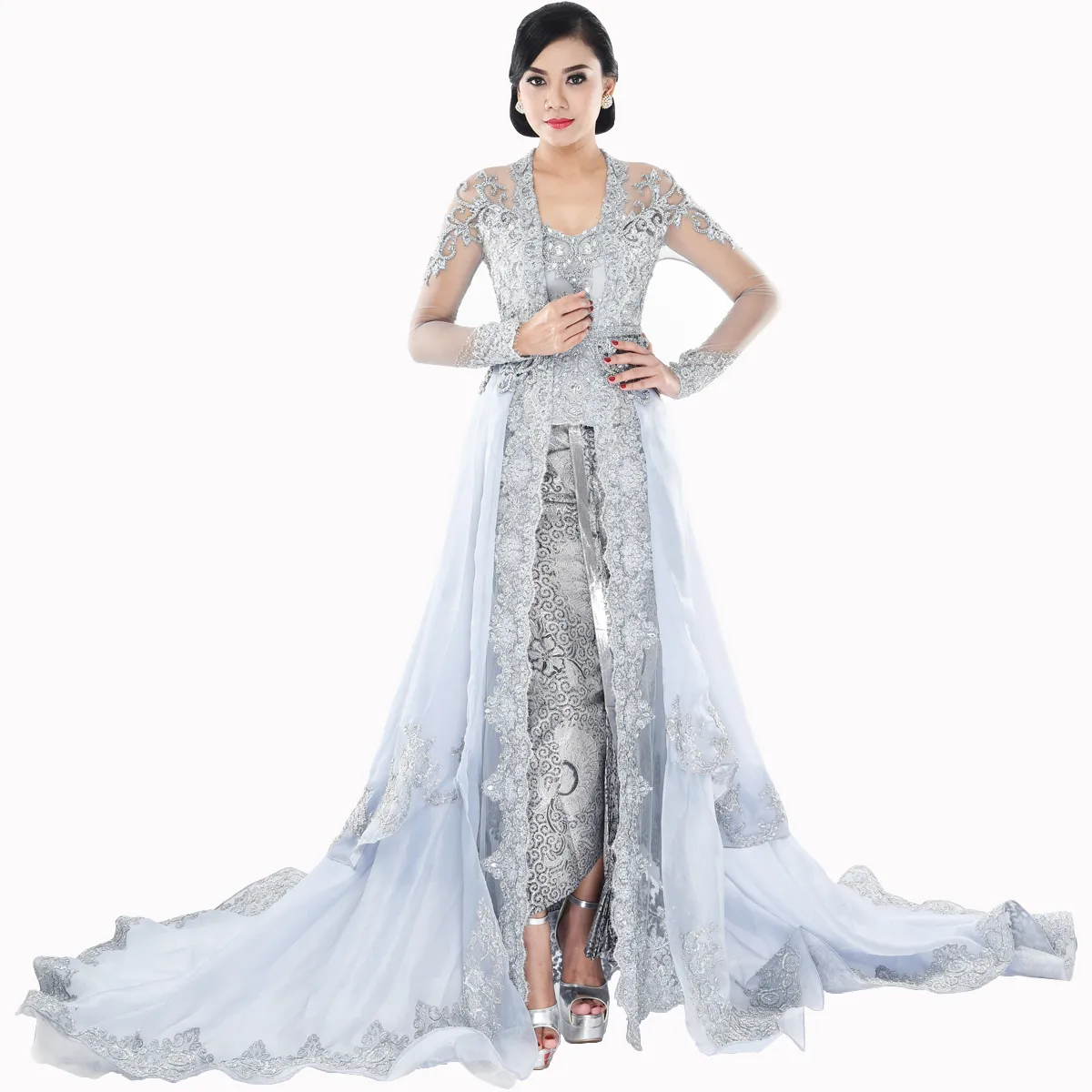 (KE-002) Kebaya Pengantin Abu-Abu Mia
