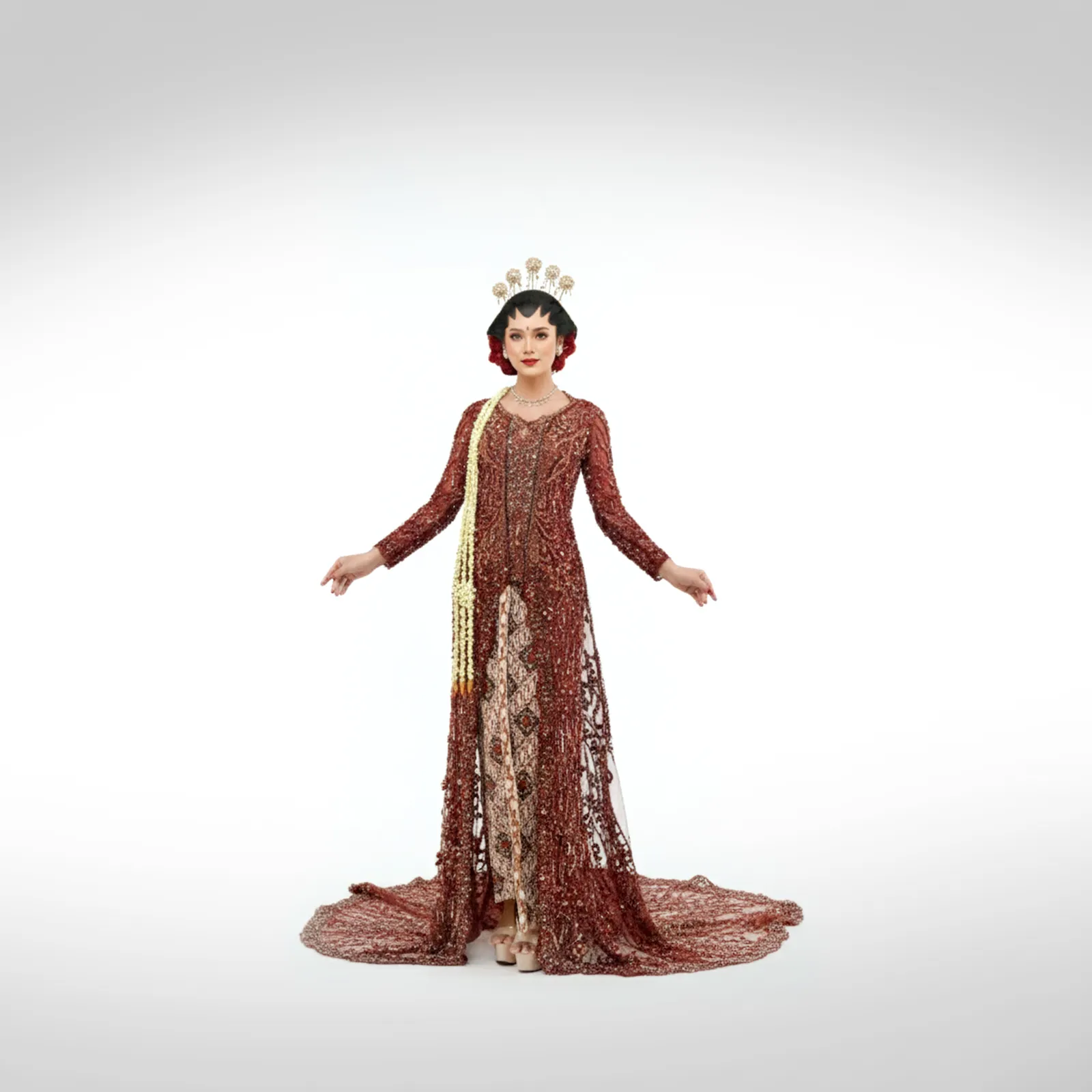 (KE-177) Kebaya Pengantin Burgundy New