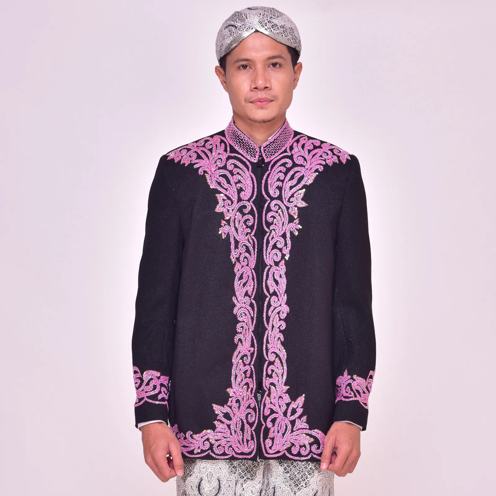 (BS-132) Beskap Pengantin Hitam Pink Lidya