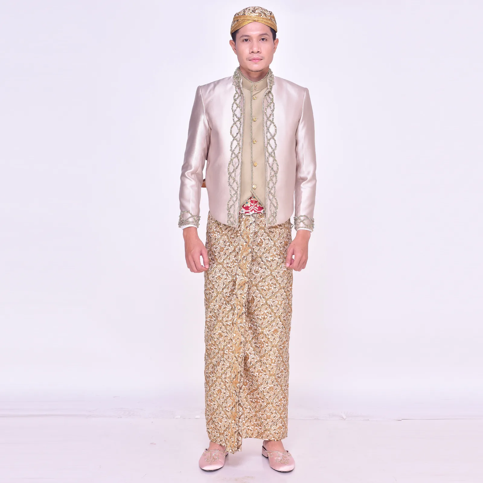 (BJ-135) Beskap Pengantin Hijau Olive Dellarosa