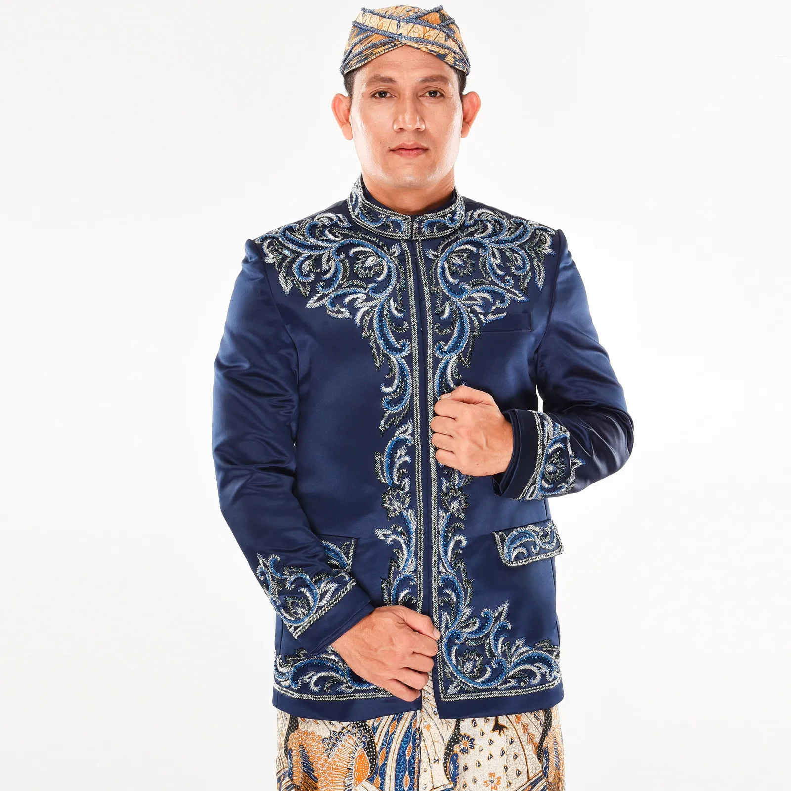 (BS-015) Beskap Pengantin Biru Navy Shinta