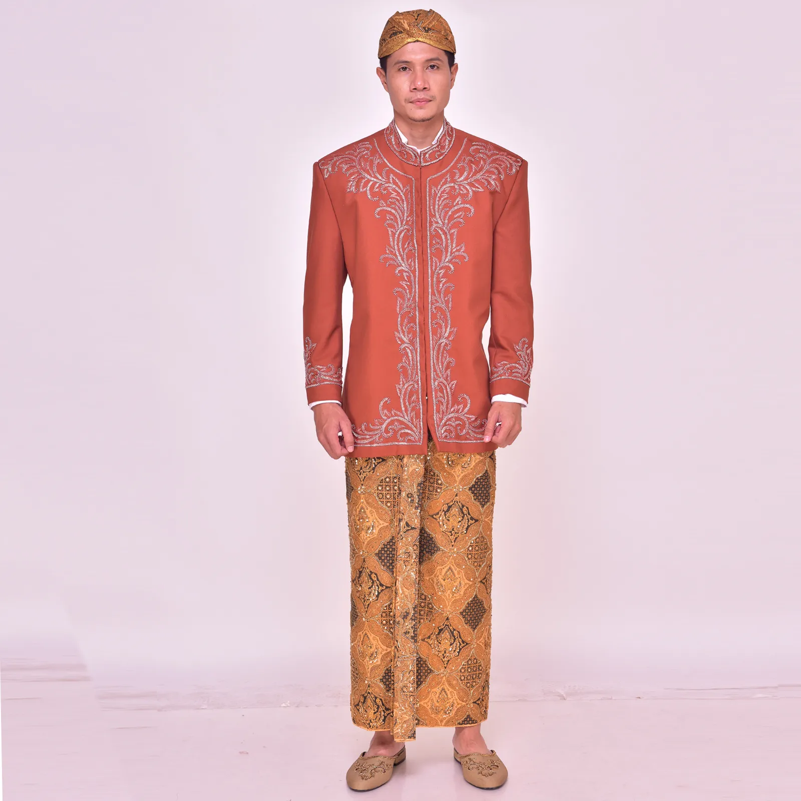 (BS-129) Beskap Pengantin Orange Syifa