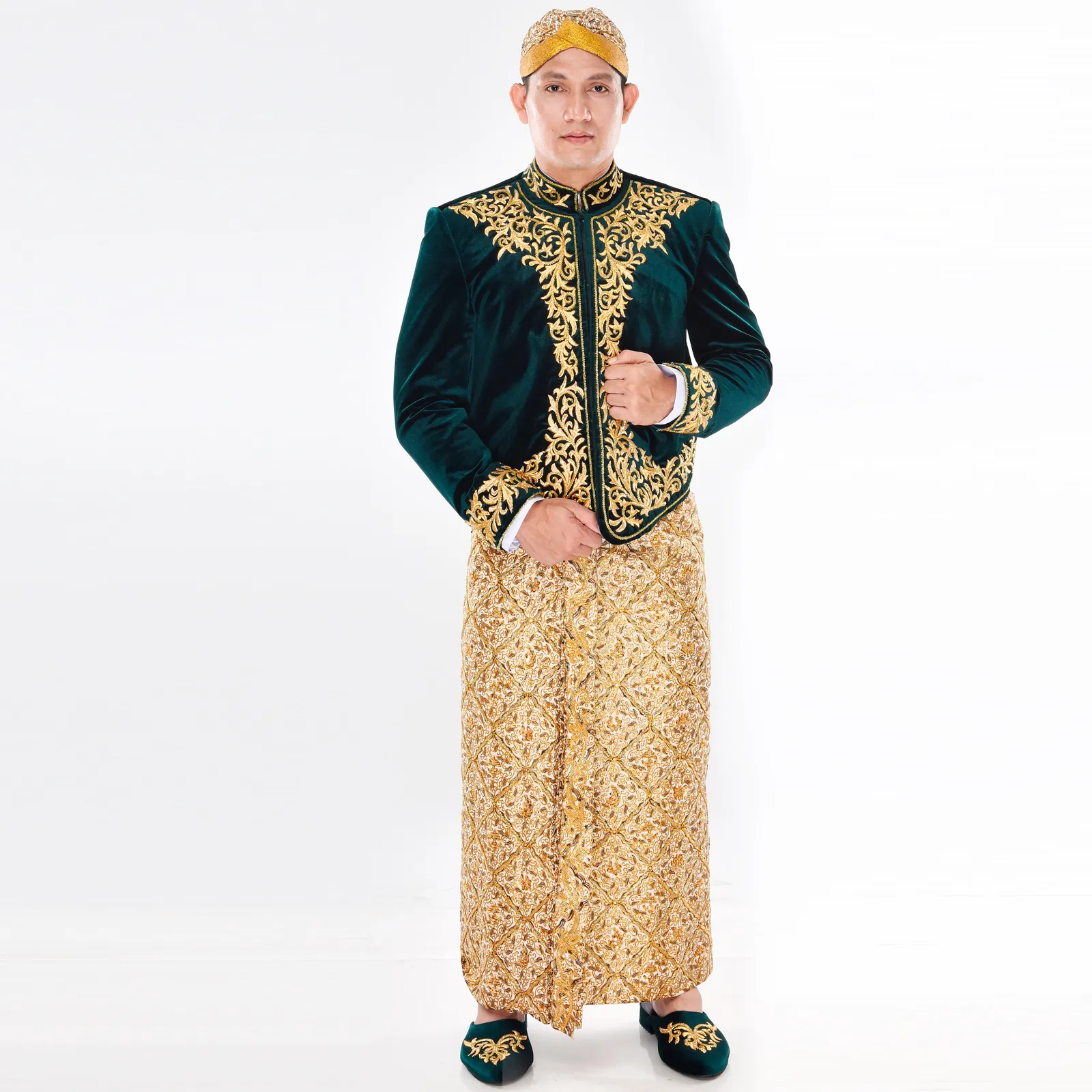 (BJ-016) Beskap Pengantin Bludru Hijau Adelita