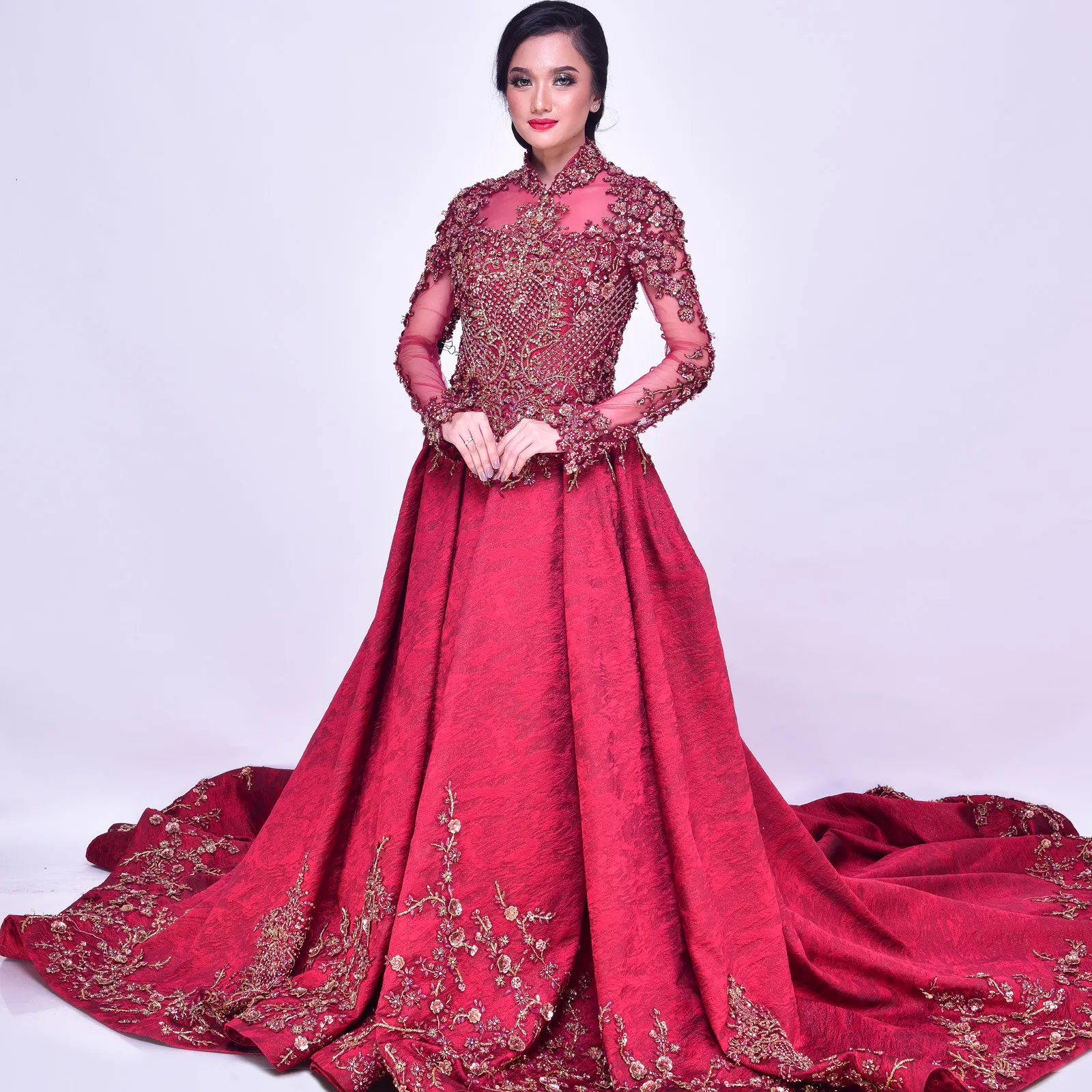 (KE-099) Kebaya Pengantin Dress Marun Zia