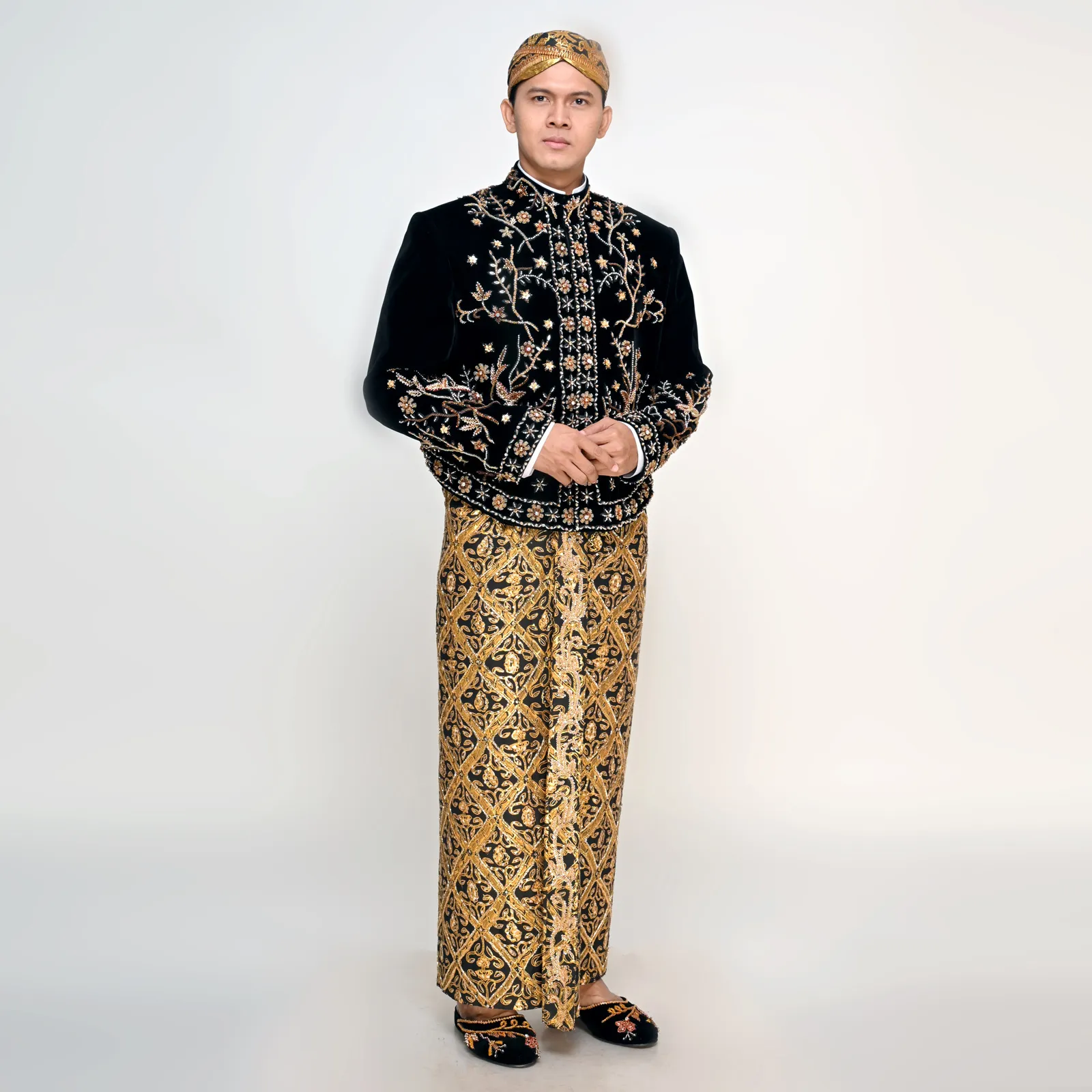 (BJ-181) Beskap Pengantin Bludru Hitam Indies