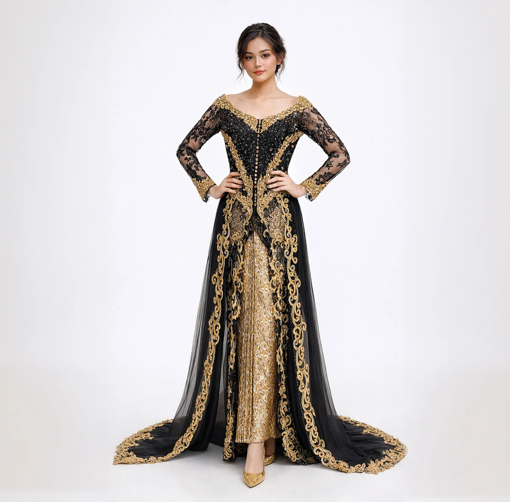 (KE-088) Kebaya Pengantin Hitam Hetty