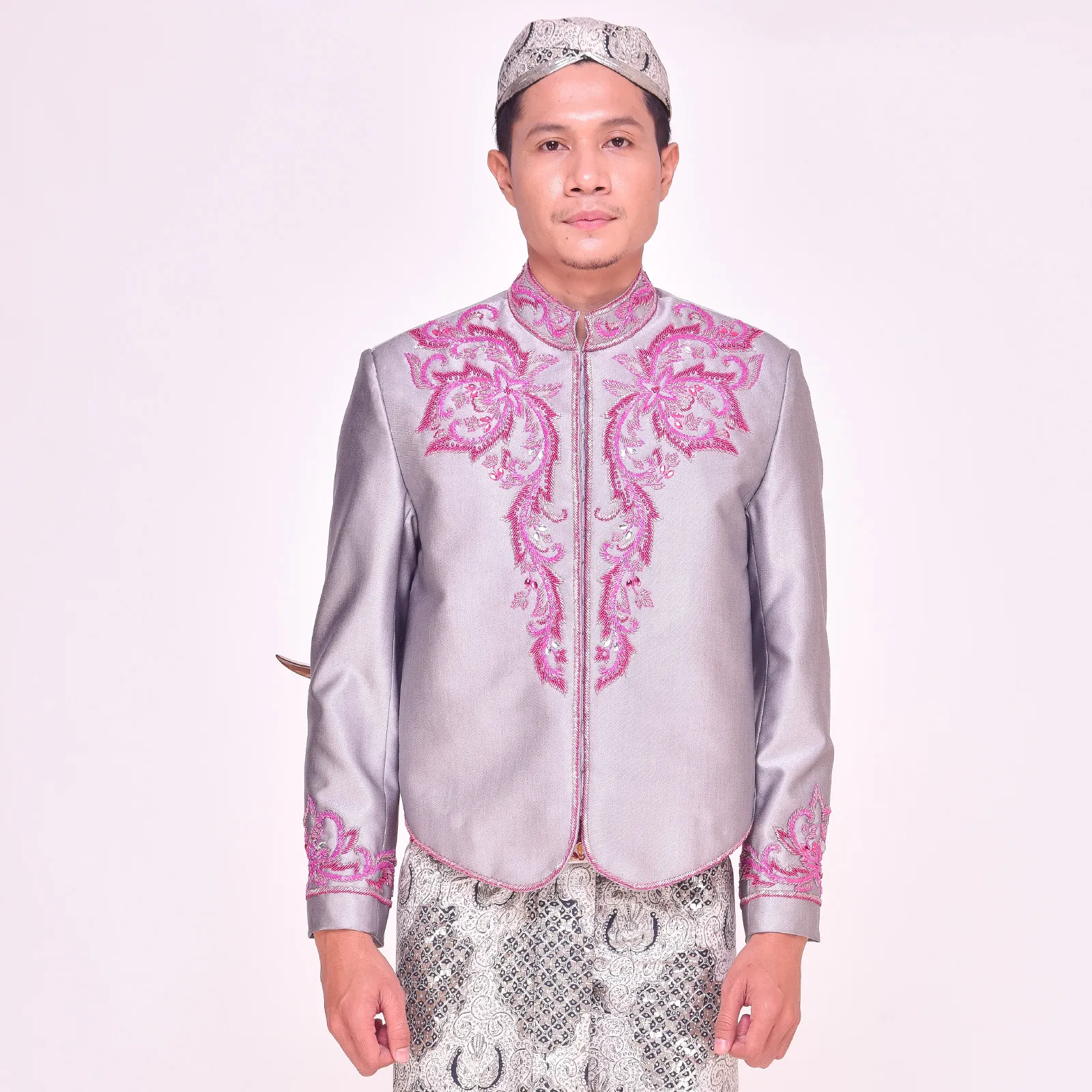 (BJ-099) Beskap Pengantin Abu Pink