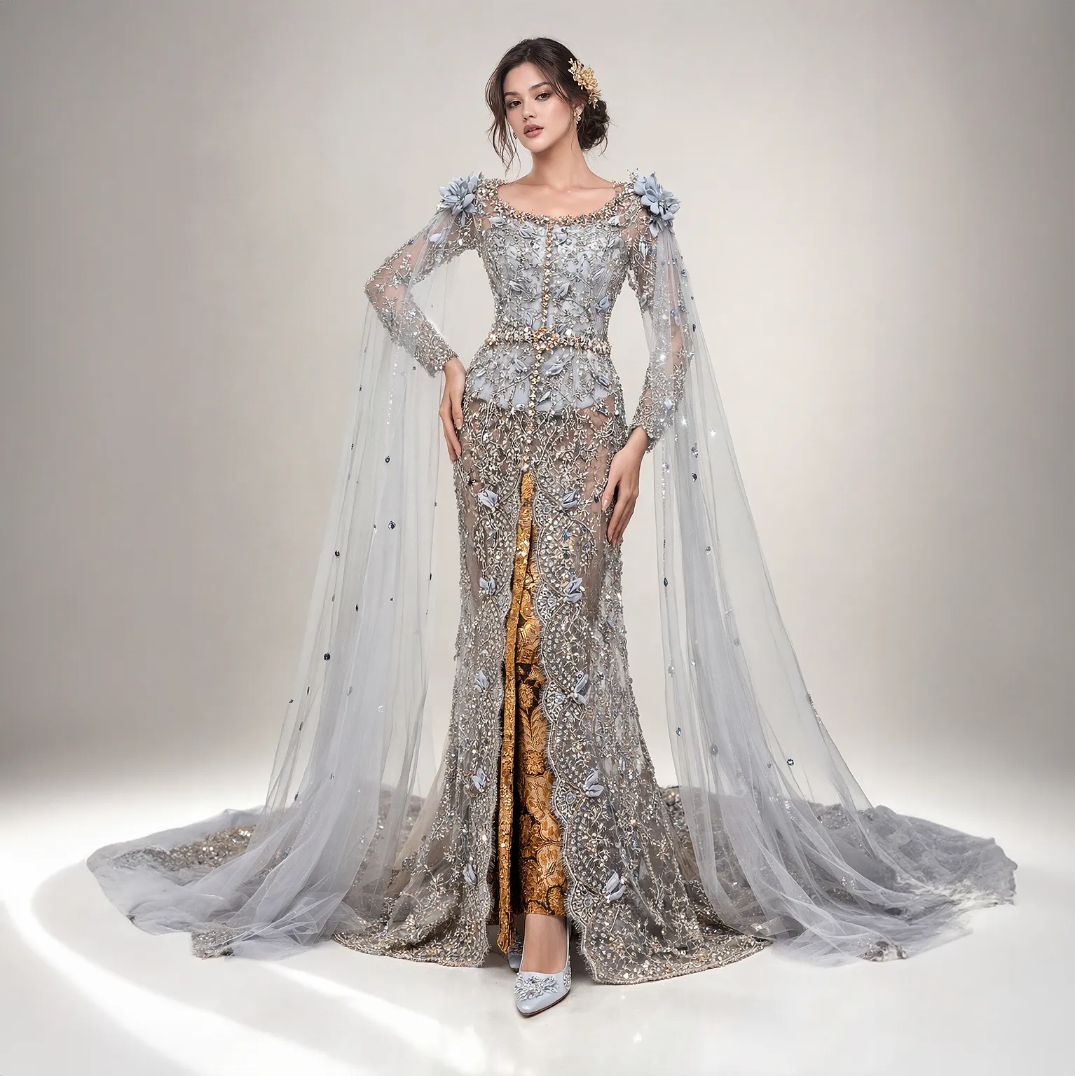 (KE-131) Kebaya Pengantin Iceblue Bella