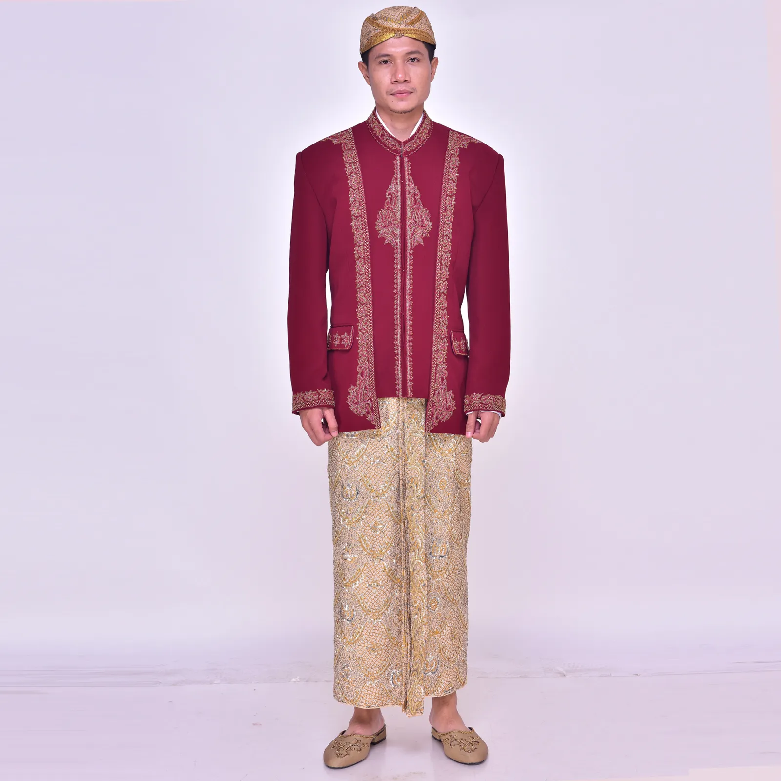 (BS-148) Beskap Pengantin Marun Indah DP