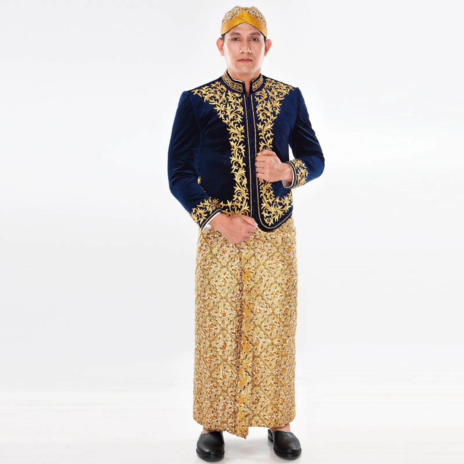 (BJ-011) Beskap Pengantin Bludru Navy Ajeng